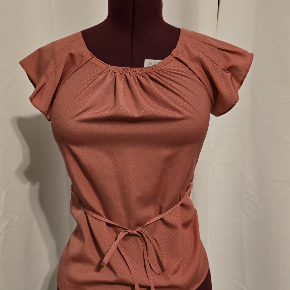 Mossino Coral Flutter Sleeve Blouse Women’s Size S Flowy Chic
